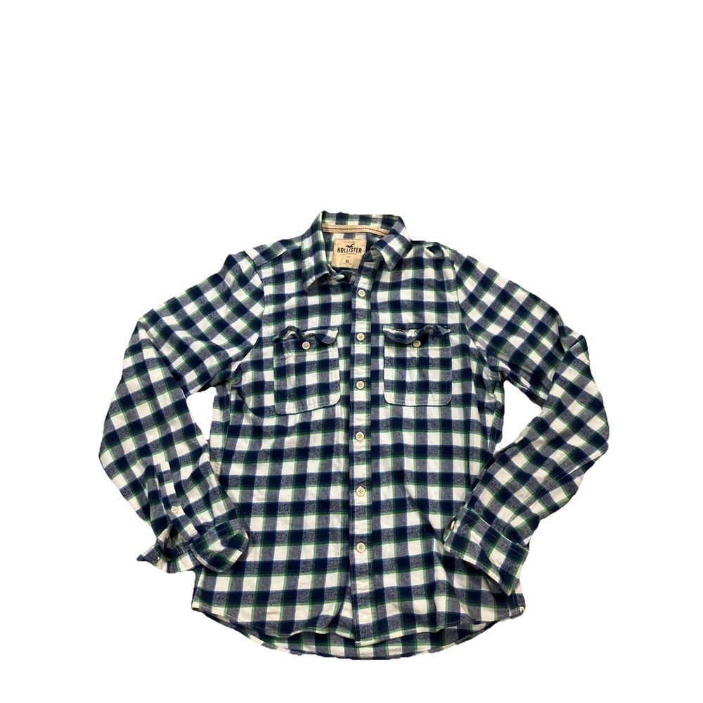 Y2K Hollister Button Down‎ Long Sleeve Size XL Blue Plaid